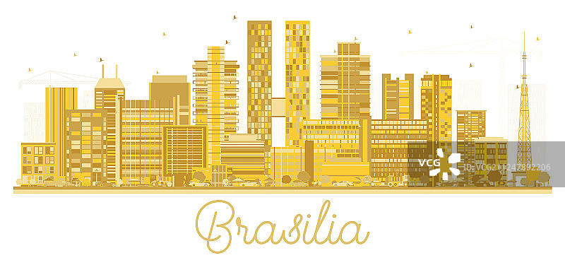 巴西利亚与巴西城市天际线剪影图片素材