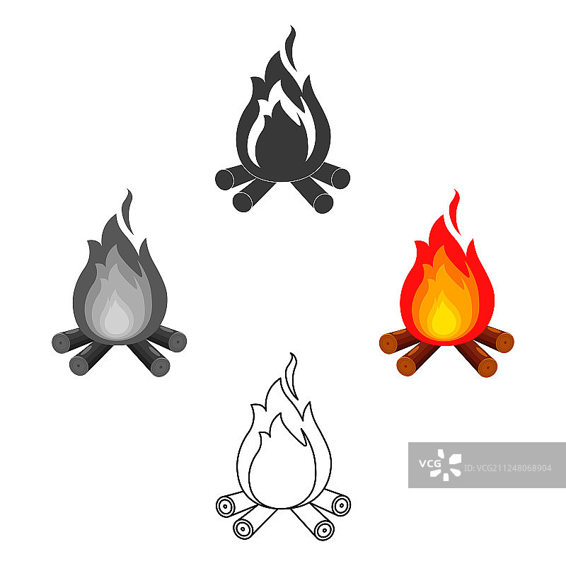 篝火与柴火图标图片素材