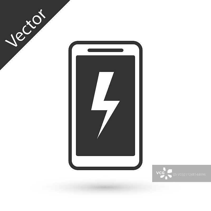 灰色智能手机充电电池图标孤立图片素材