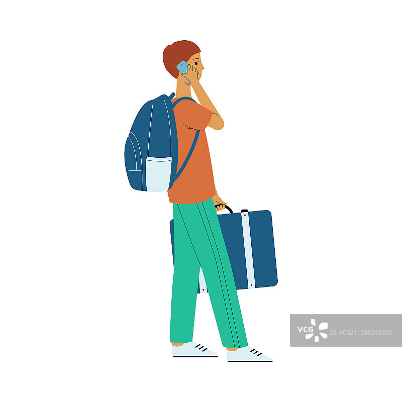 扁平化的男子旅行袋手提箱图片素材