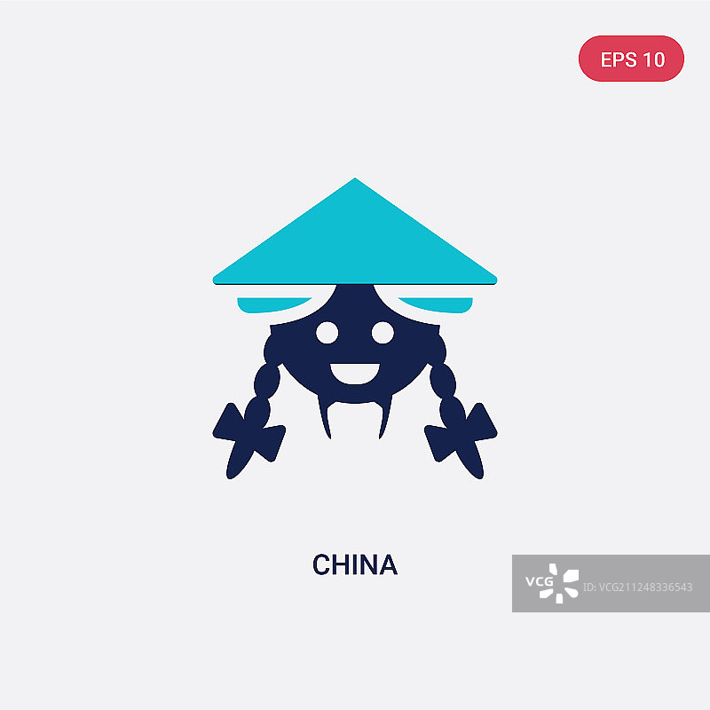 两色中国图标从亚洲概念孤立出来图片素材