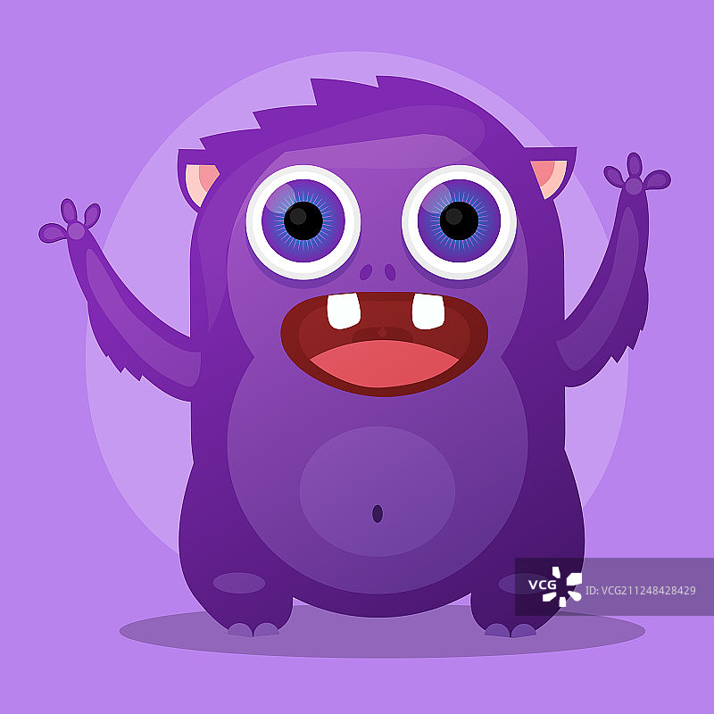 可爱的卡通小怪物紫色愤怒的小图片素材