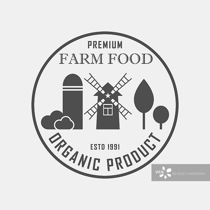 农场食品概念标志模板与农场图片素材
