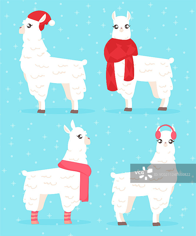 冬季风格的羊驼羊驼图片素材