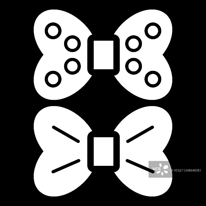 两个蝴蝶结图标黑色和白色蝴蝶结图片素材