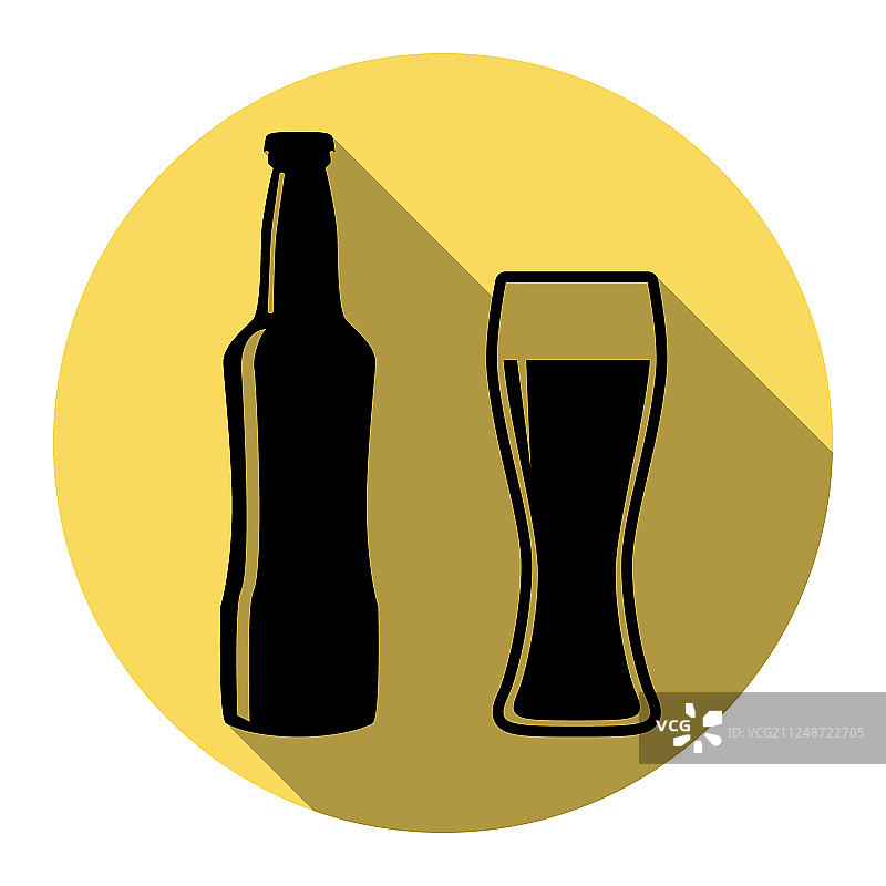 啤酒瓶标志用扁黑图标图片素材