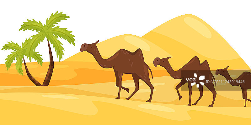 卡通景观的热沙漠与三个棕色图片素材
