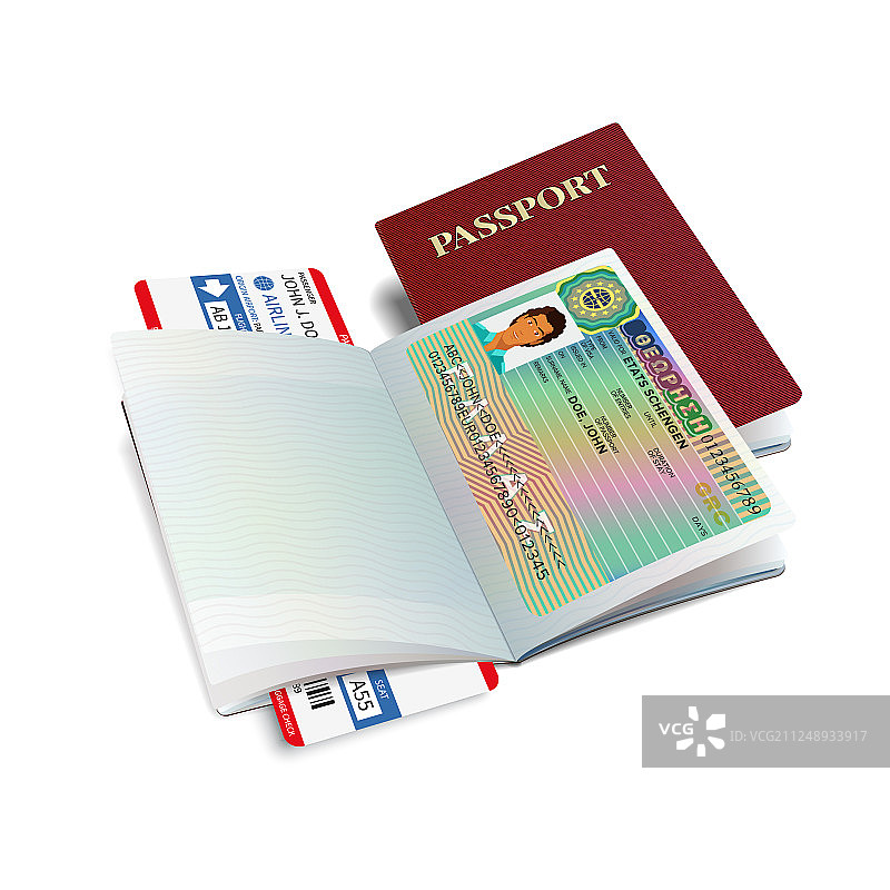 有希腊签证贴纸的国际护照图片素材