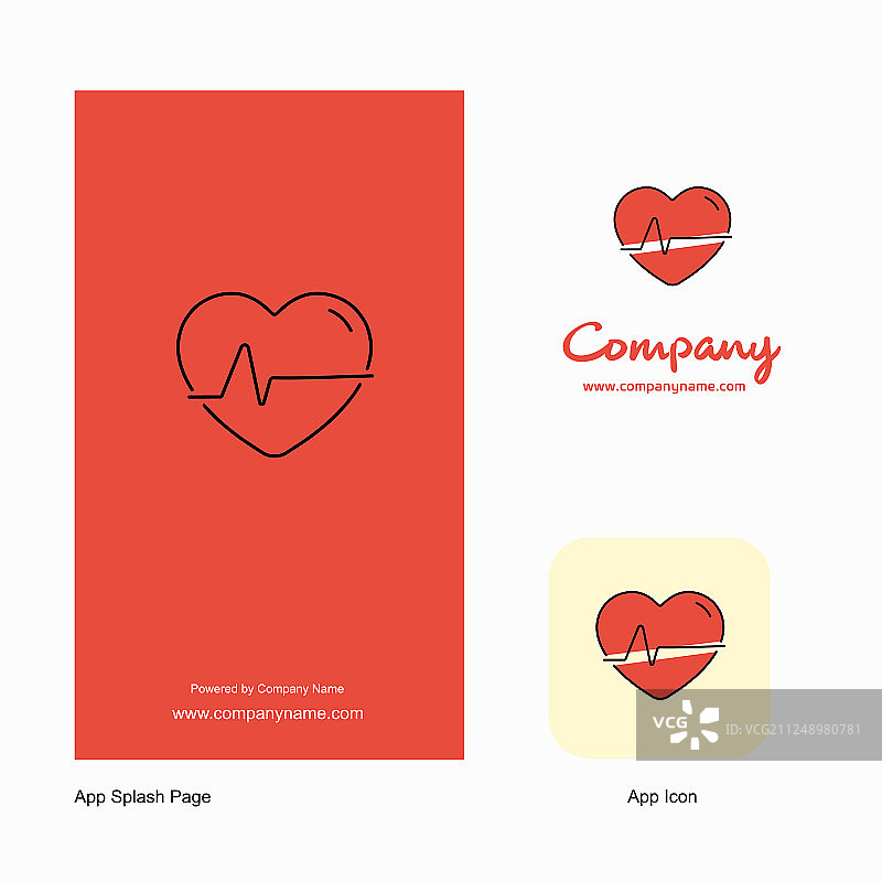 心脏跳动公司标志，应用程序图标和splash页面图片素材
