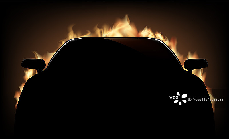 汽车的轮廓与火焰和火图片素材
