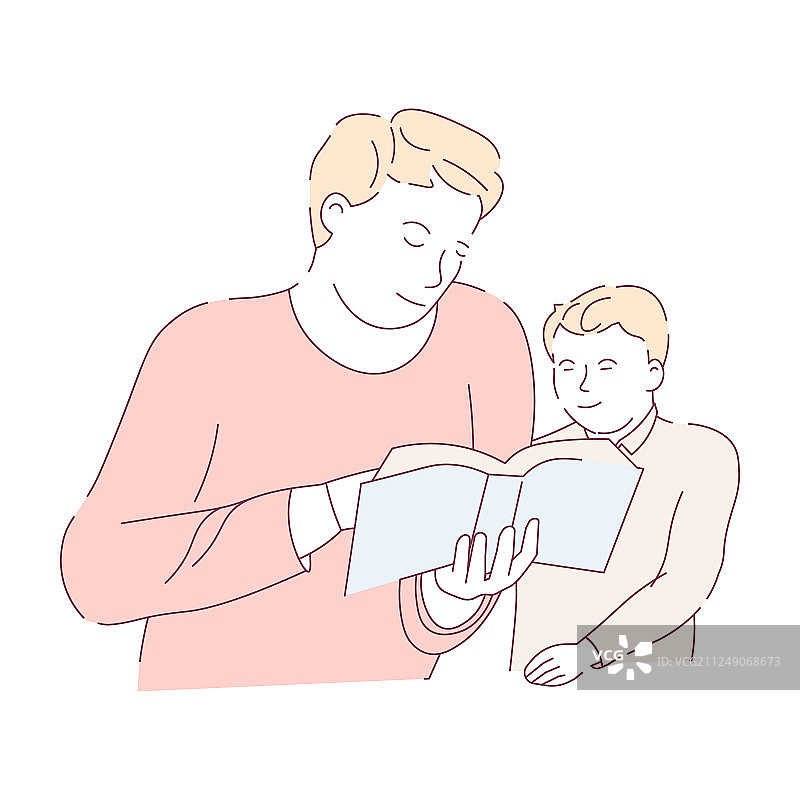 父亲和儿子的家庭作业阅读书籍图片素材