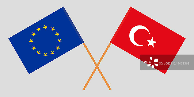 土耳其和欧盟的旗帜图片素材