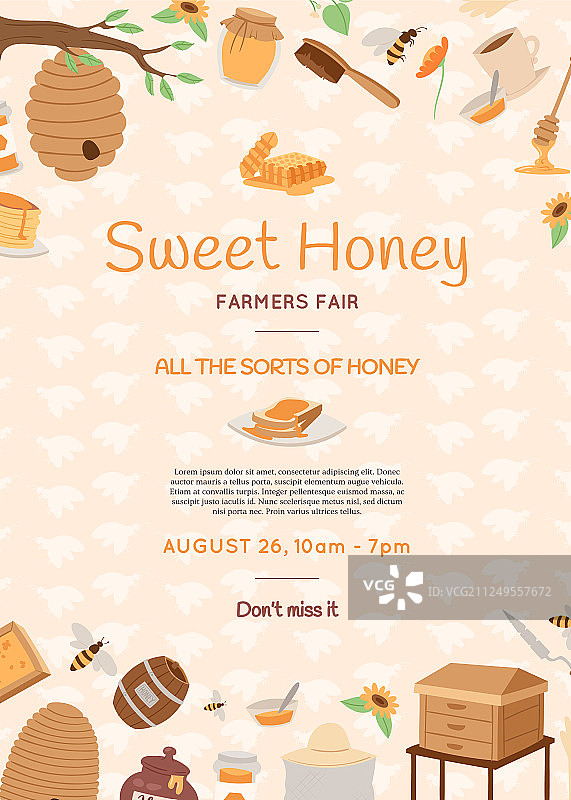 蜂蜜农场海报卡通蜂巢蜂荚图片素材