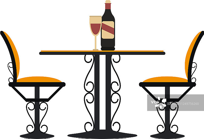 复古的桌子和椅子与葡萄酒图片素材