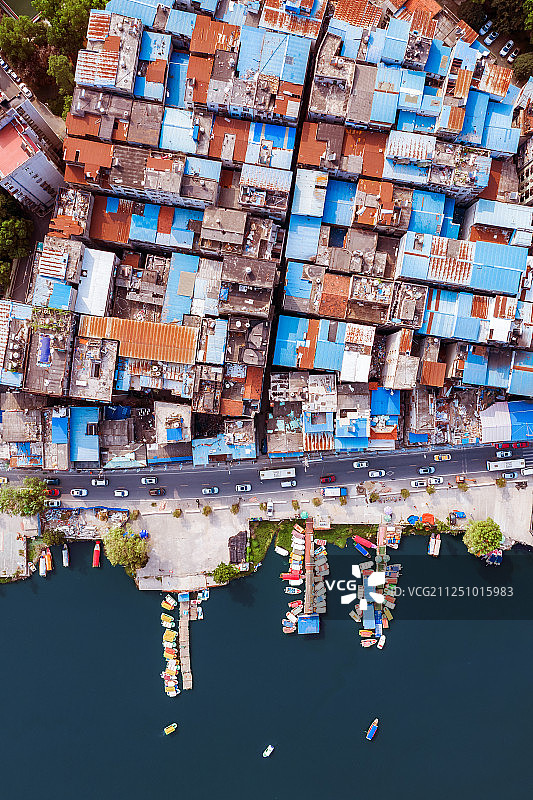武汉风光村码头航拍图片素材