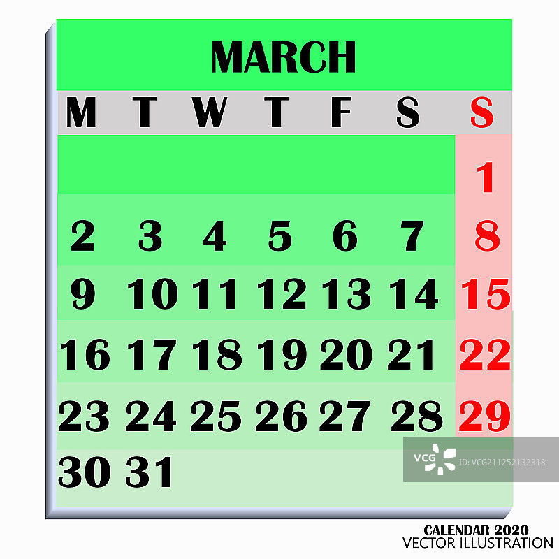 日历设计月2020年3月图片素材