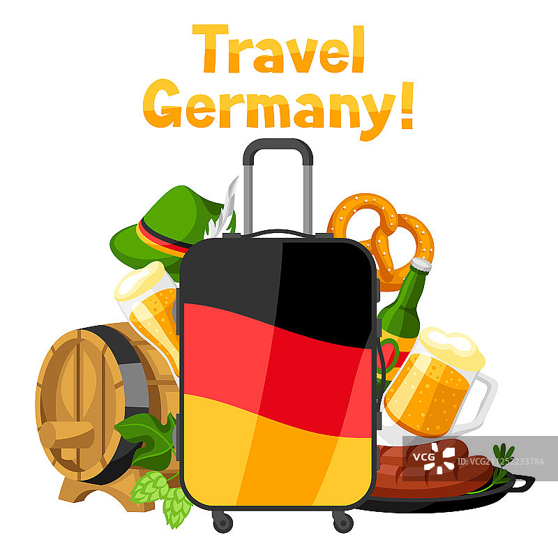 德国背景设计与手提箱图片素材