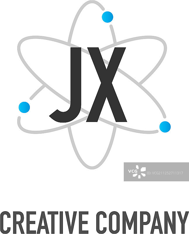 原子中子设计标志的首字母jx图片素材