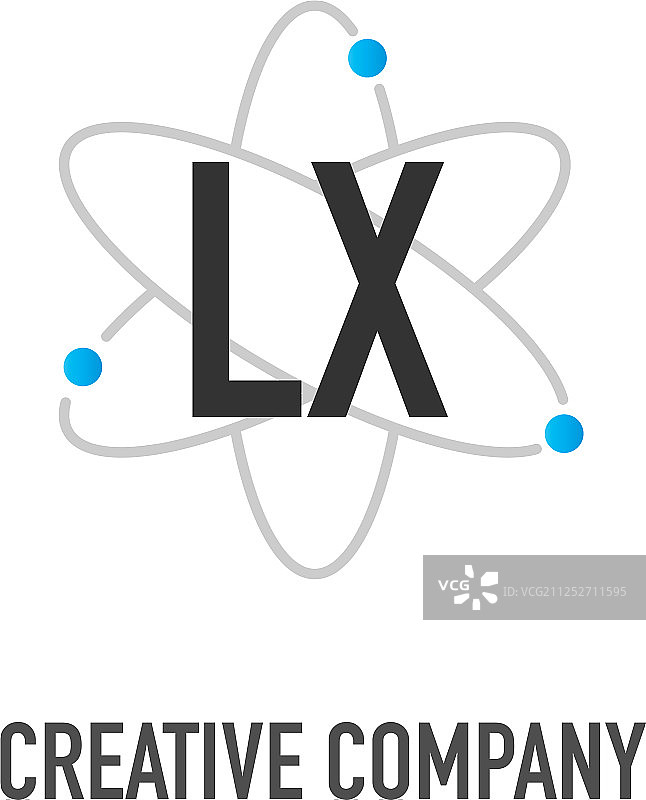 首字母lx原子中子设计标志图片素材