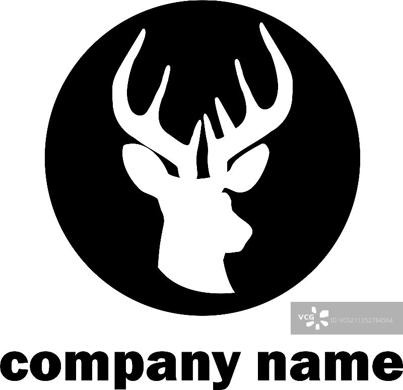 黑鹿标志图标上的白色背景平坦图片素材