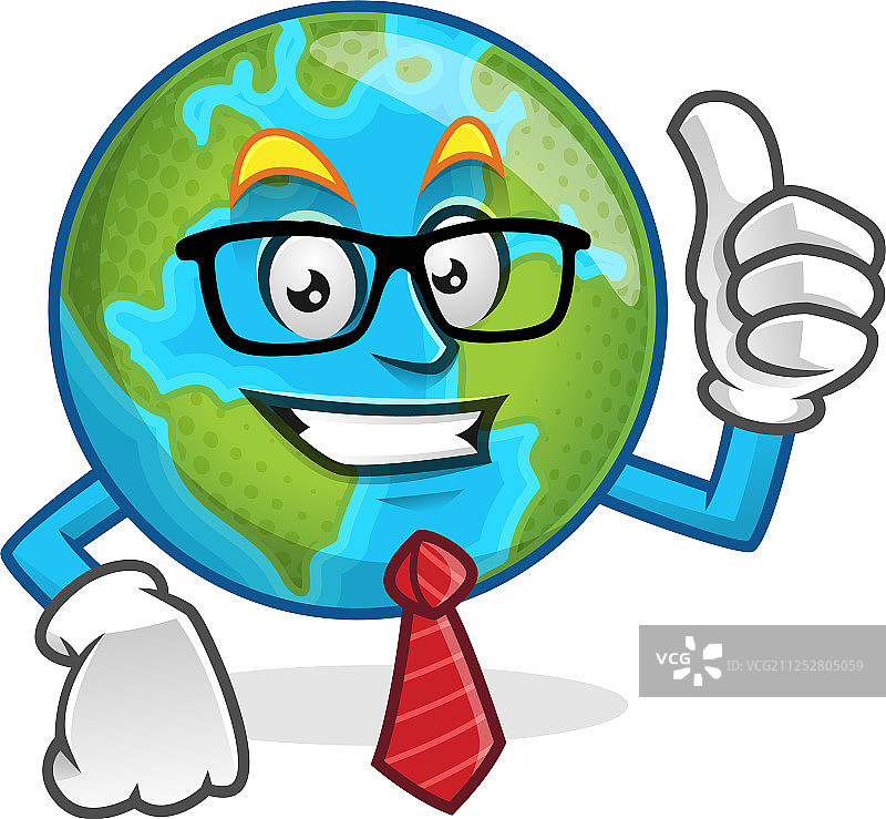 戴着眼镜和领带的商人地球吉祥物图片素材