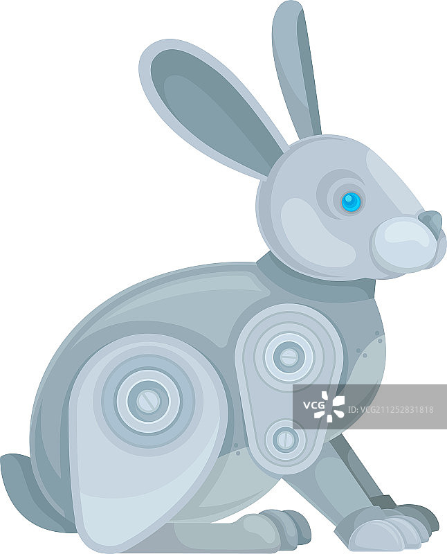 金属灰色兔子机器人侧视图图片素材