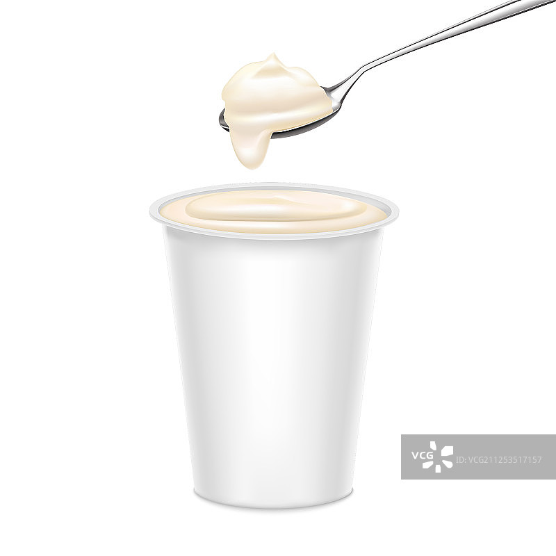 现实详细的3d白色空白模板酸奶图片素材