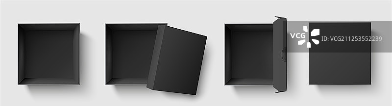 黑色顶视图盒与暗色包装方盒图片素材