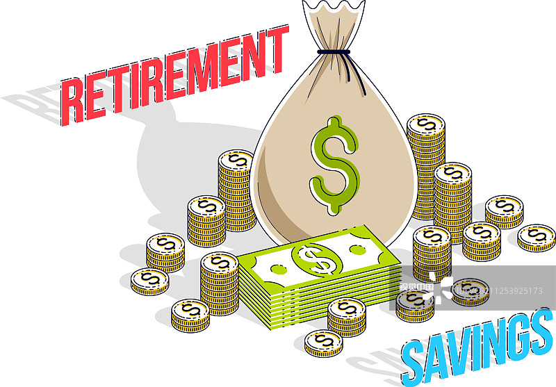 退休储蓄概念大钱袋图片素材