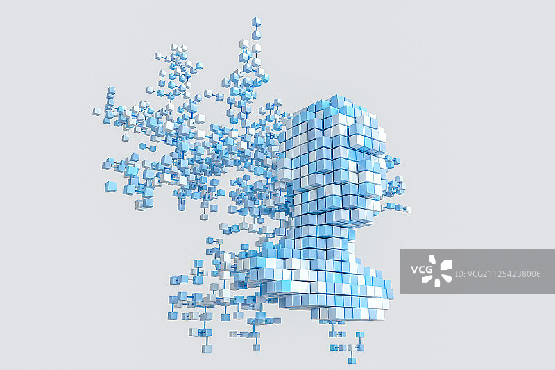 方块组成的人工智能概念模型 三维渲染图片素材