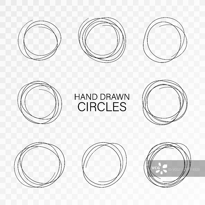 Set hand drawn oval毡尖画笔圈粗图片素材
