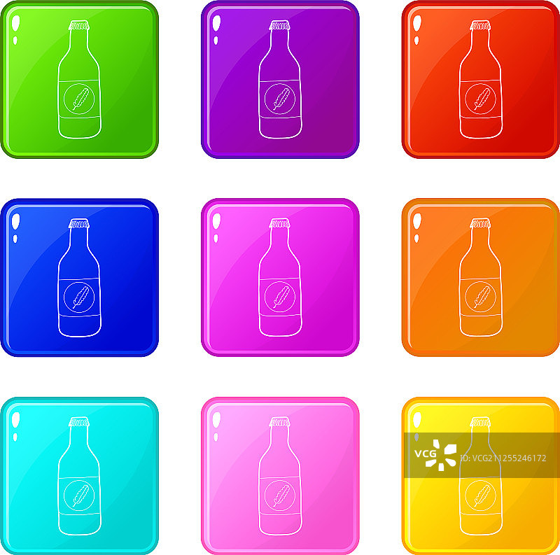 瓶装冷水生态图标设置9个颜色图片素材