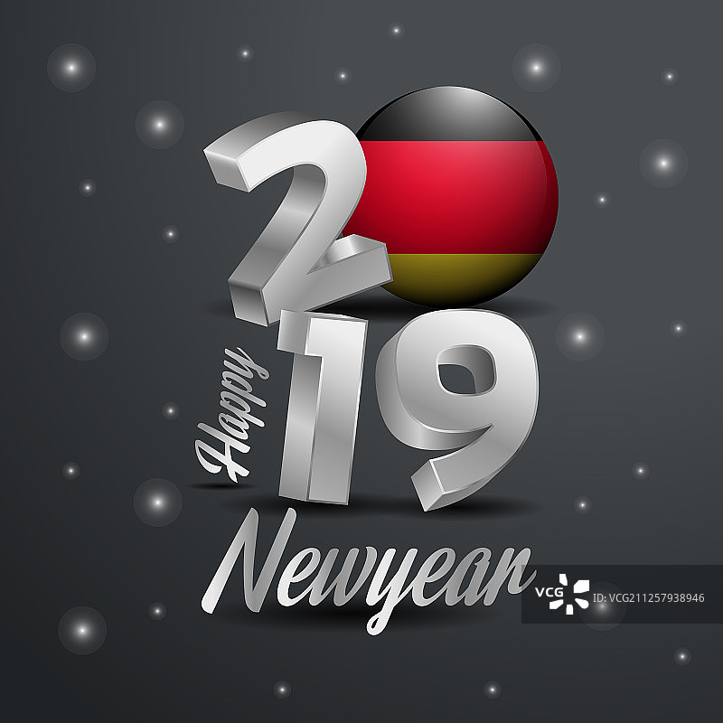 2019年新年快乐德国国旗印刷图片素材