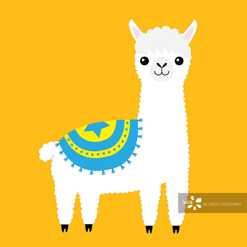 羊驼羊驼动物可爱的卡通有趣的卡哇伊图片素材