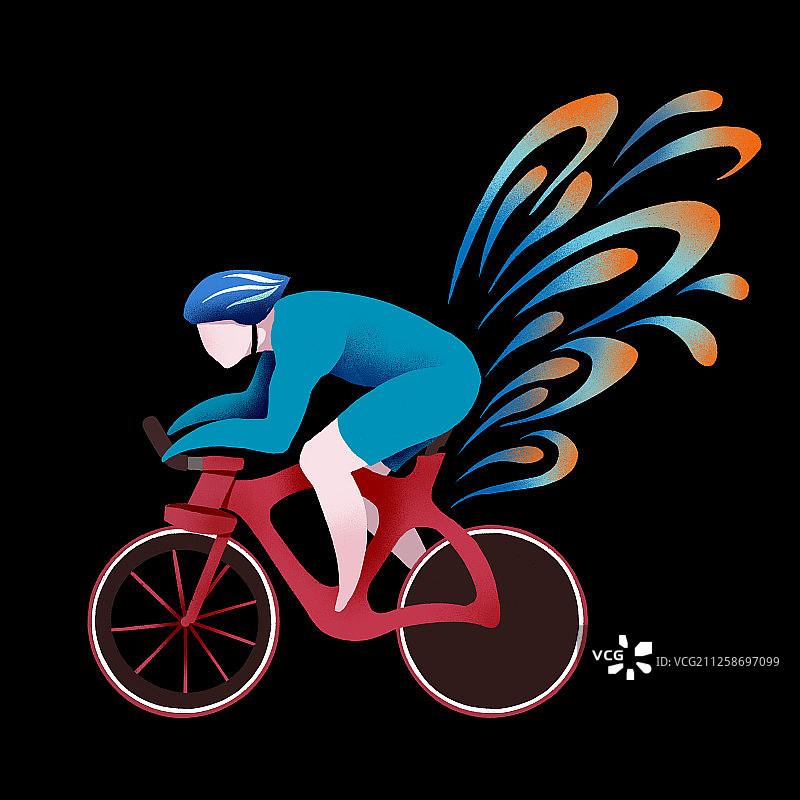 项目自行车体育运动扁平化图标黑色背景图片素材