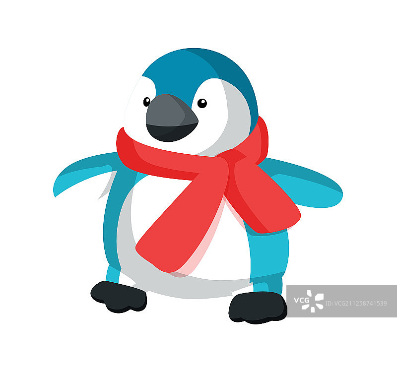 红色围巾里的塑料企鹅图片素材