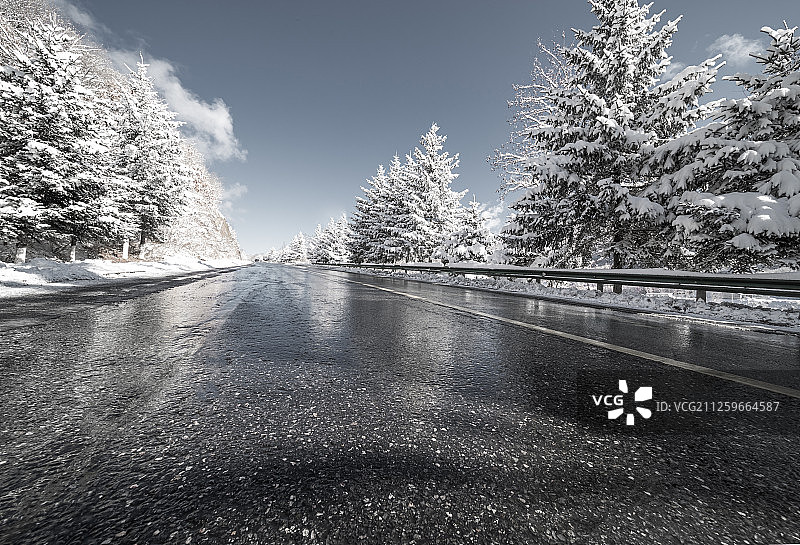 雪景路面背景图片素材