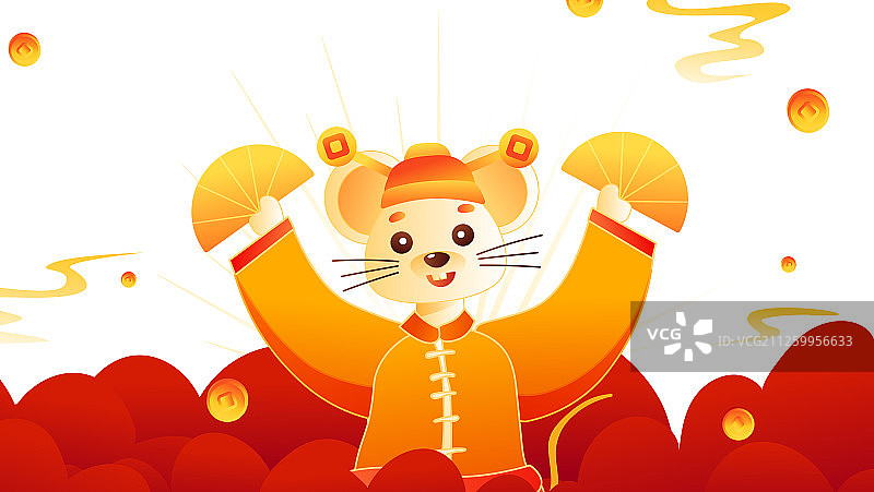 2020年新年春节习俗年俗中国风卡通背景元素矢量插画图片素材