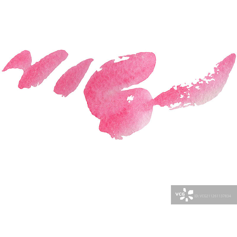 抽象粉色水彩纸飞溅孤立绘图。用于背景，纹理，包装图案，框架或边框。图片素材