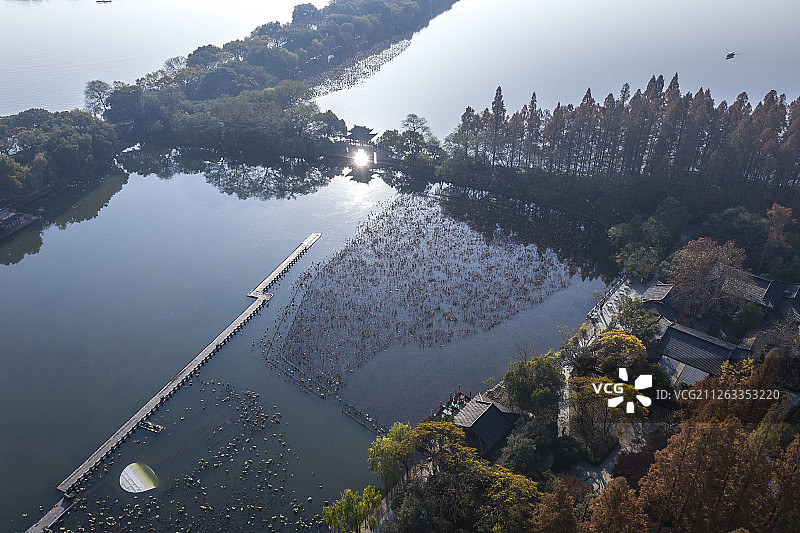 杭州西湖航拍风光图片素材