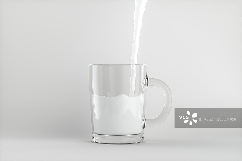 白色背景下倾倒的牛奶 三维渲染图片素材