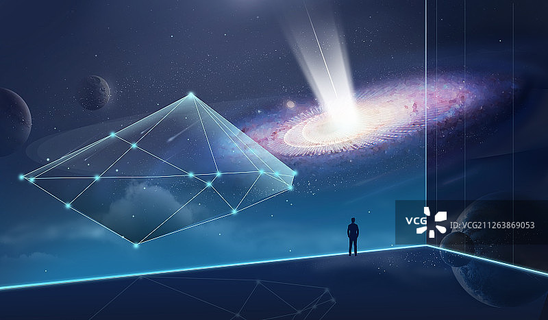 宇宙空间星球黑洞未来商务科技风插画图片素材
