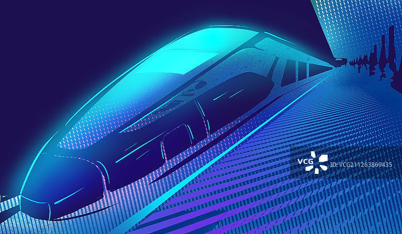 科技引领未来列车商务高端光感创意插画图片素材
