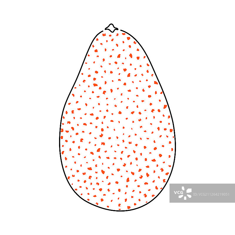 鳄梨图标。细线与橙色填充设计。矢量插图。图片素材