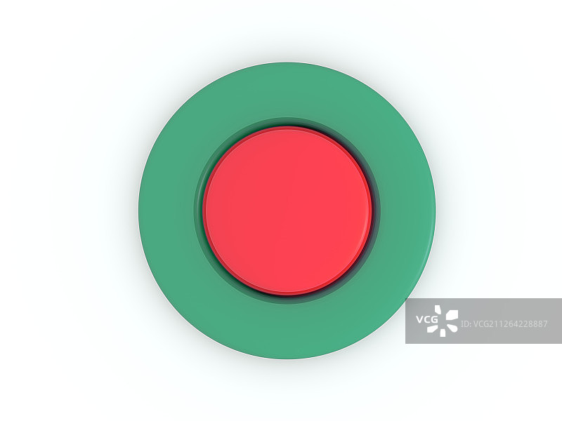 圆形红绿按钮孤立在白色背景上。3 d图标图片素材