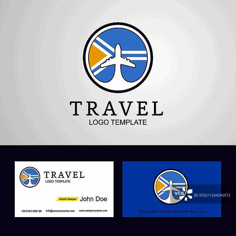 旅游图瓦创意圈旗标志和名片设计图片素材