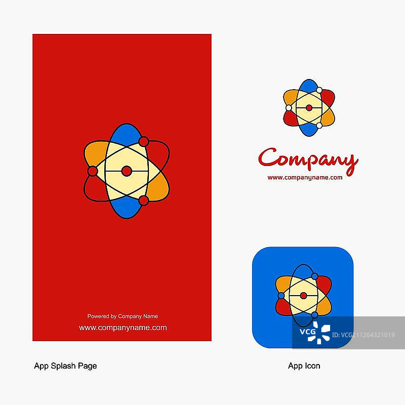 核公司标志应用程序图标和Splash页面设计。创意商业应用设计元素图片素材