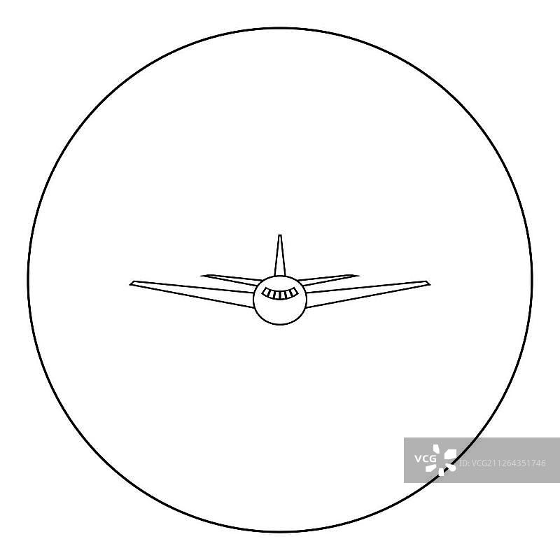 飞机图标黑色圆形或圆形矢量插图图片素材