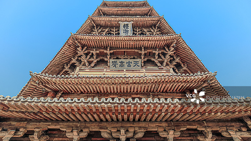 山西应县木塔，世界最高木结构古建筑，斗拱精美丰富，视觉震撼图片素材