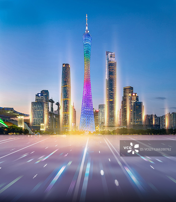 光线智能未来科技感商务房地产广告广州城市旅游中心建筑都市风光图片素材